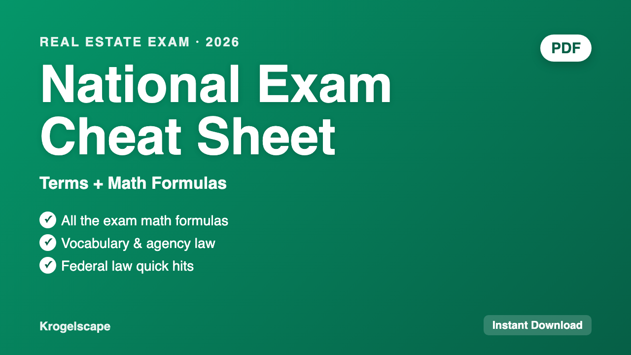 Real Estate Exam Cheat Sheet